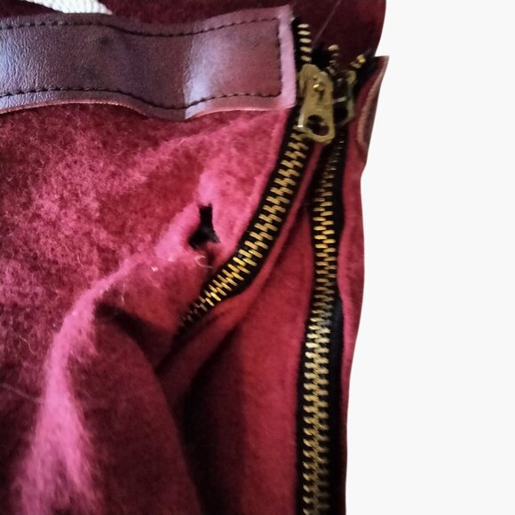 Boot Bag Carry Storage Cowboy Western Travel Shoe Case Red Felt Leather Vintage - Picture 8 of 8